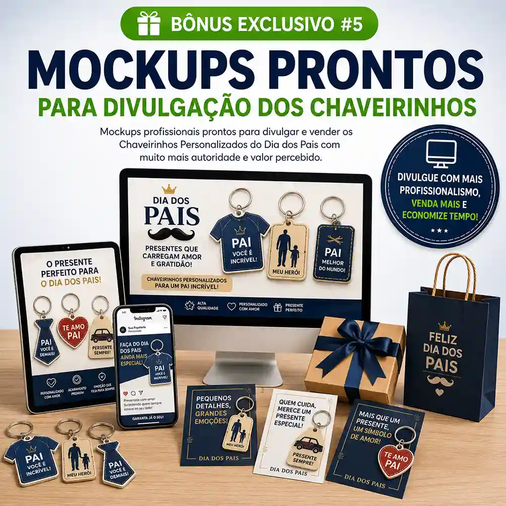 Mockups Prontos para Divulgação dos Chaveirinhos